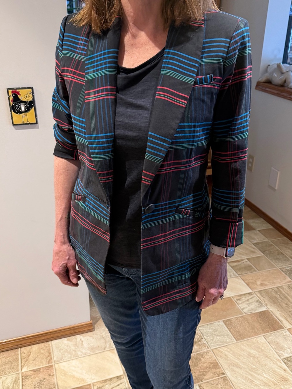 Cabi Plaid Lightweight Blazer Jacket - size small